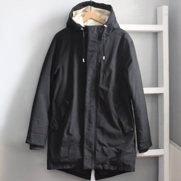 Frank And Oak Men's The Alpine Parka Primaloft Coat in Black Size Medium - Picture 2 of 8